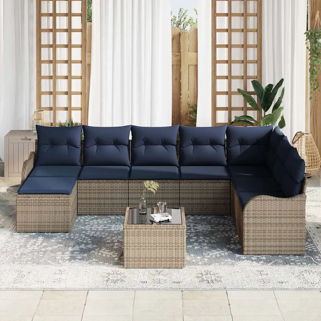 Set Divano da Giardino Grigio polyrattan 3345835