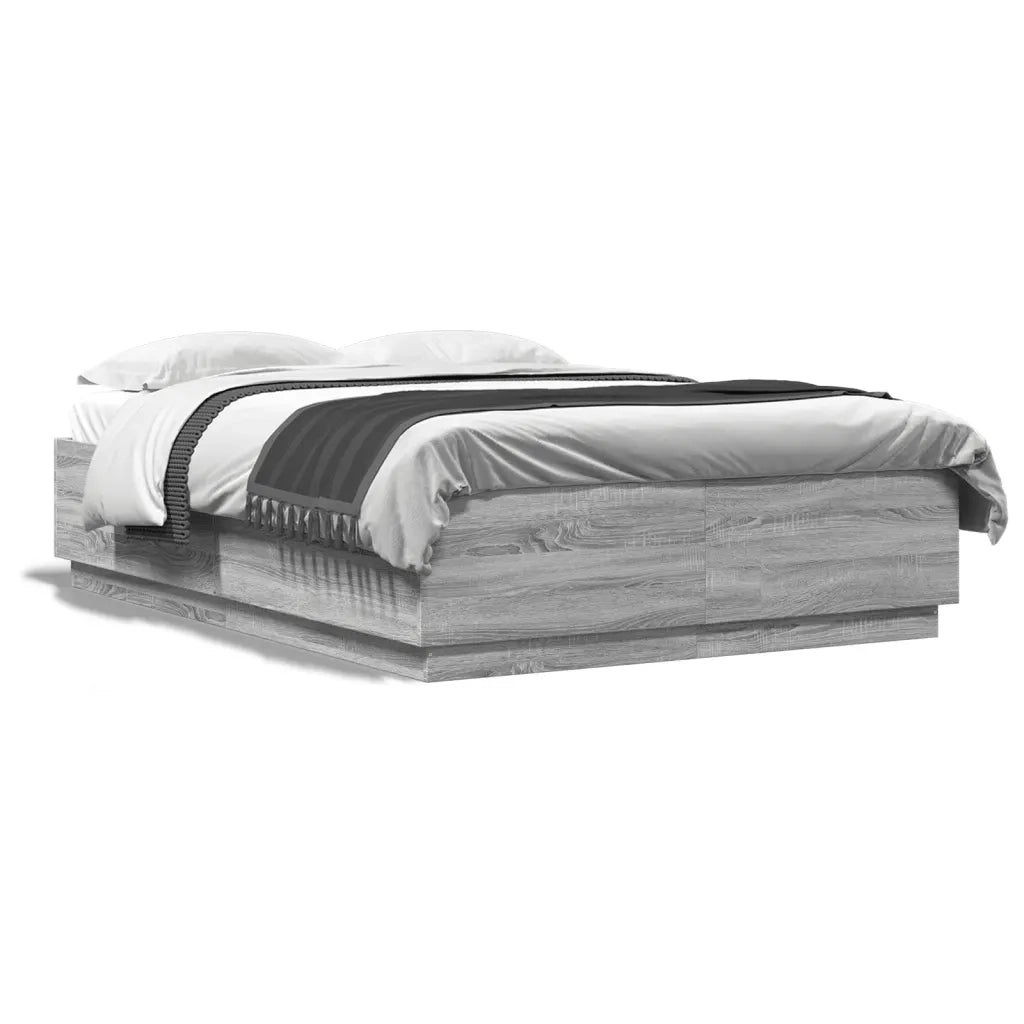 Giroletto Luci LED-Struttura Letto con LED Grigio Sonoma 160x200 cm Legno Multistrato 896053