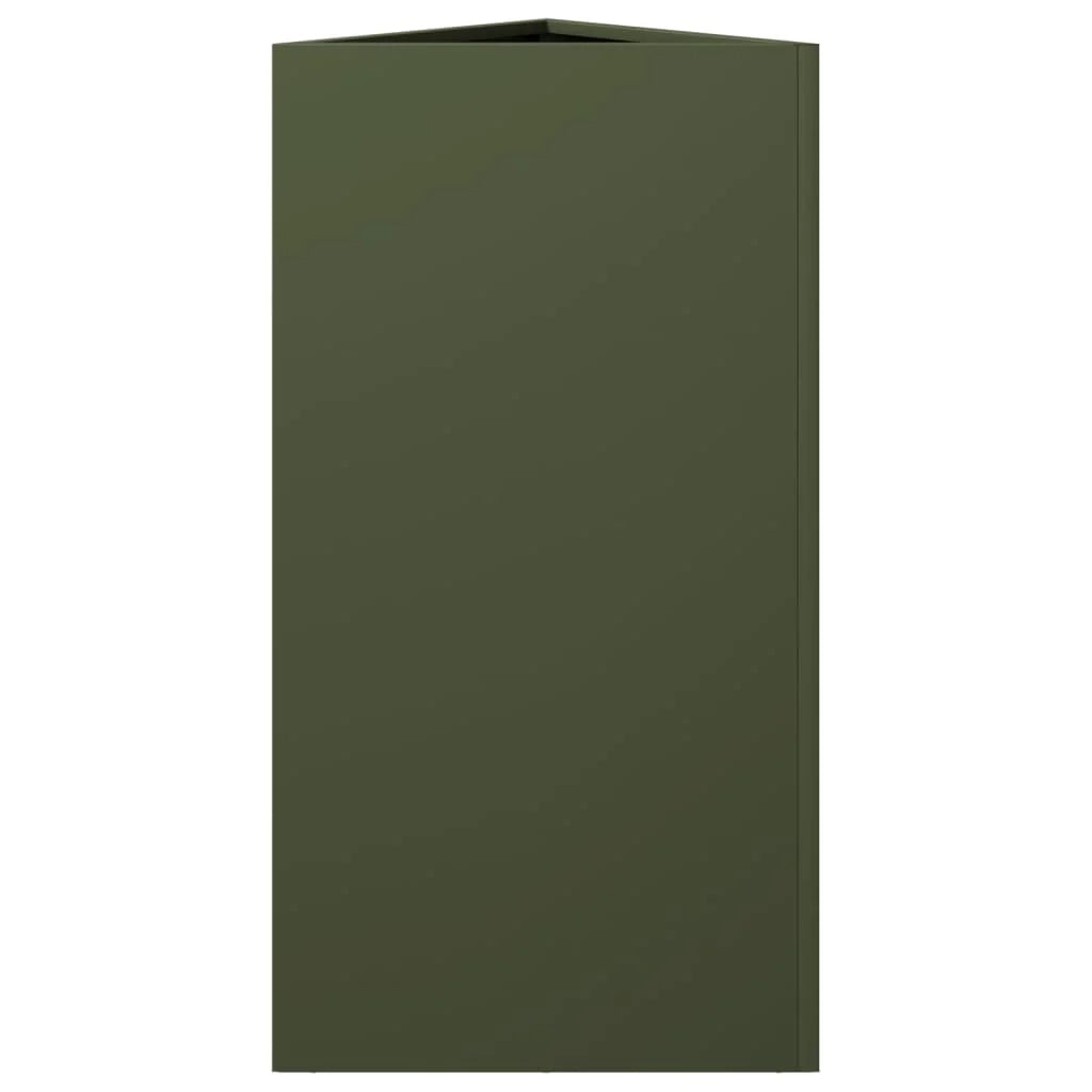 Fioriera aiuola rialzata fioriera aiuola giardino terrazza set da 2 triangolare verde oliva 40 x 34,5 x 70 cm acciaio verde 02_0039090