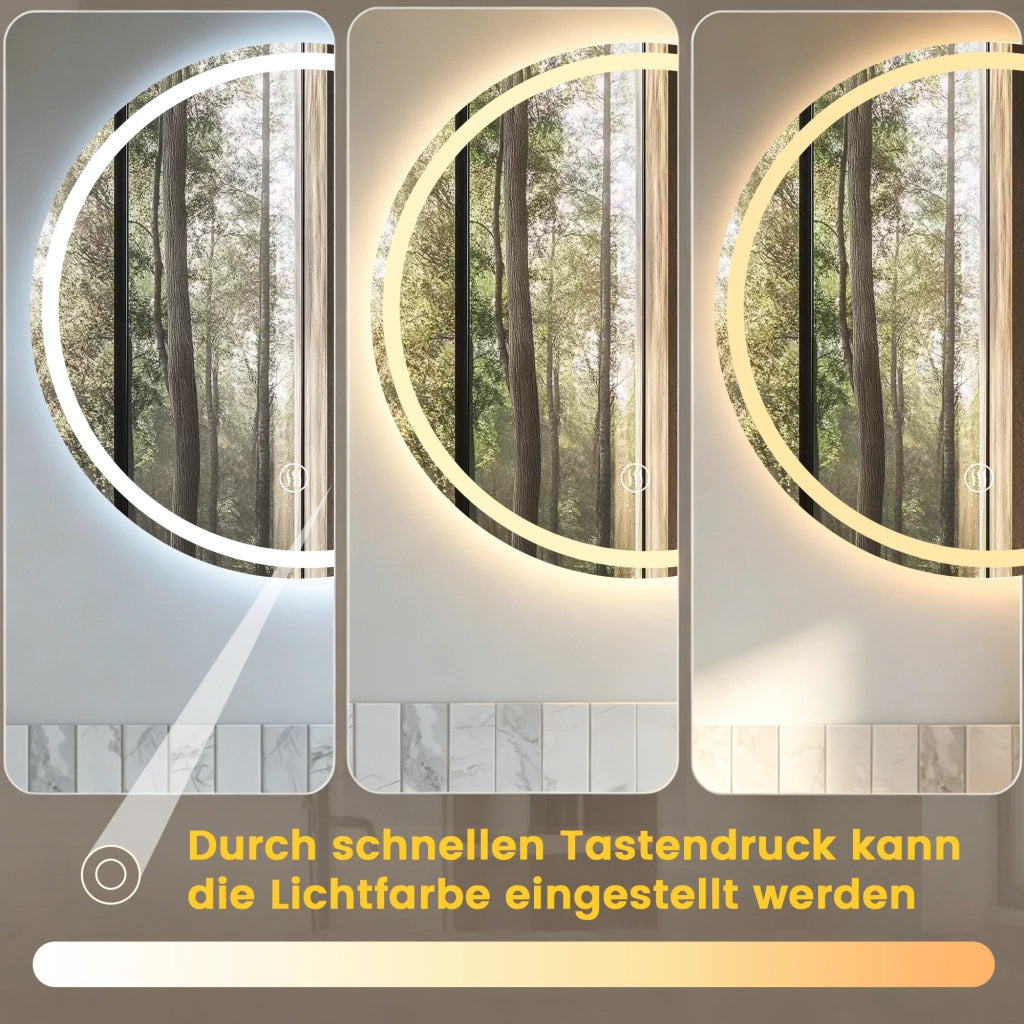 Specchio da bagno illuminato con comando touch luce dimmerabile tre tonalità vetro argentato senza rame da 5 mm