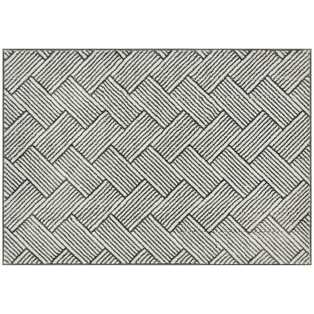 Tappeto per Salotto 200 x 140 cm a Pelo Corto Lavabile Grigio Moderno Geometrico per Camera da Letto e Soggiorno