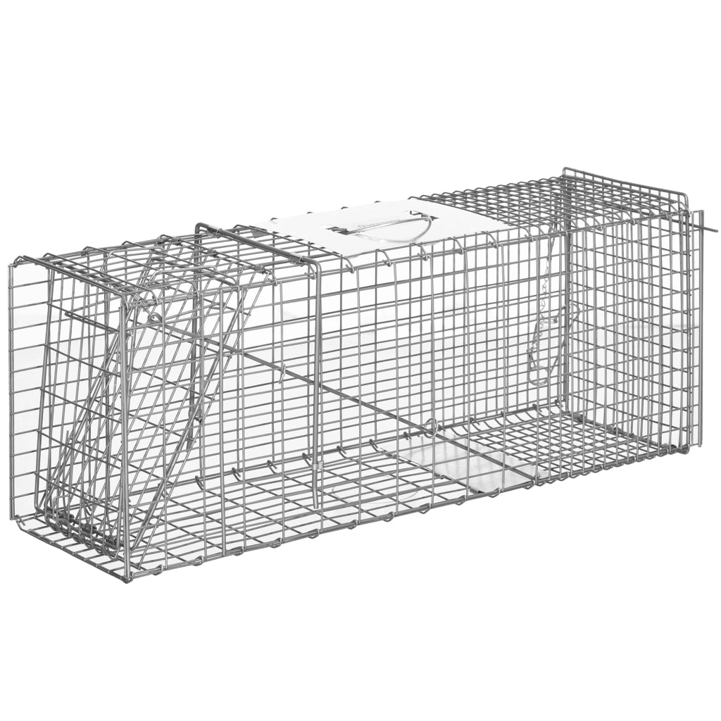 EasyComfort Gabbia Trappola per Animali Vivi Pieghevole in Acciaio, 81x26x34.5cm, Argento