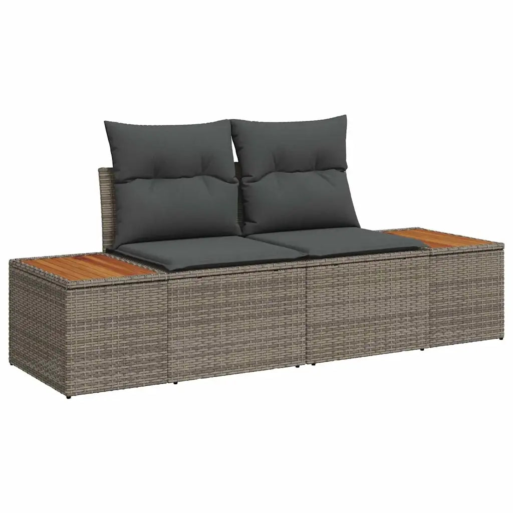 Set Divano da Giardino 9 pcs Grigio Poly Rattan