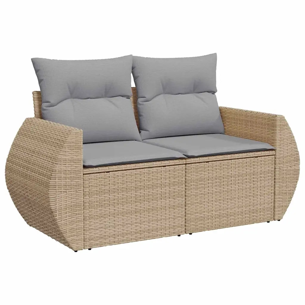 Set Divano da Giardino 9 pcs Beige polyrattan