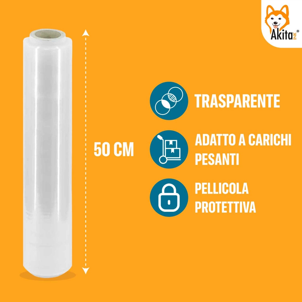Akitaink 3 PZ Film Estensibile Trasparente Resistente 2,4 KG
