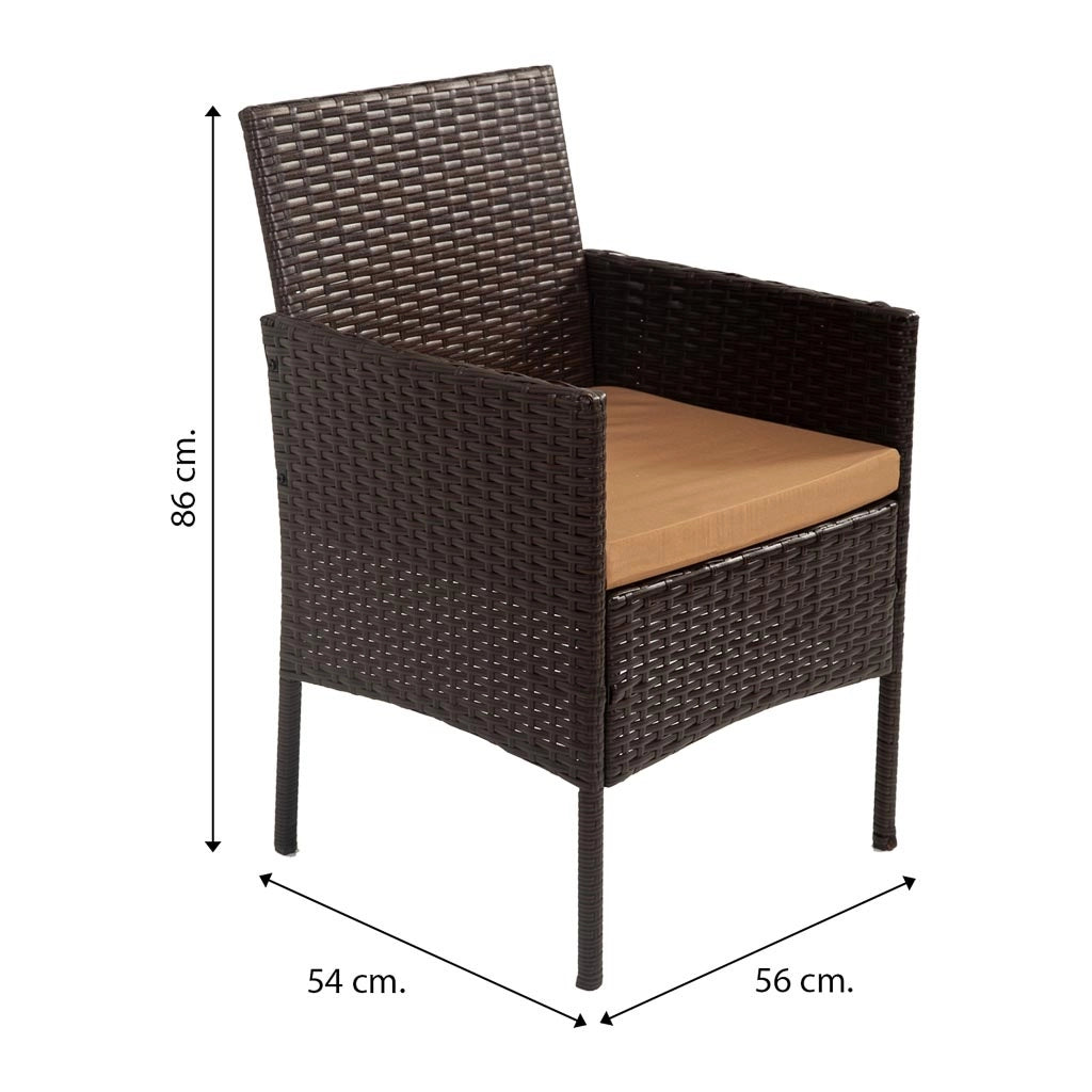 Set tavolo, divano e 2 poltrone marroni