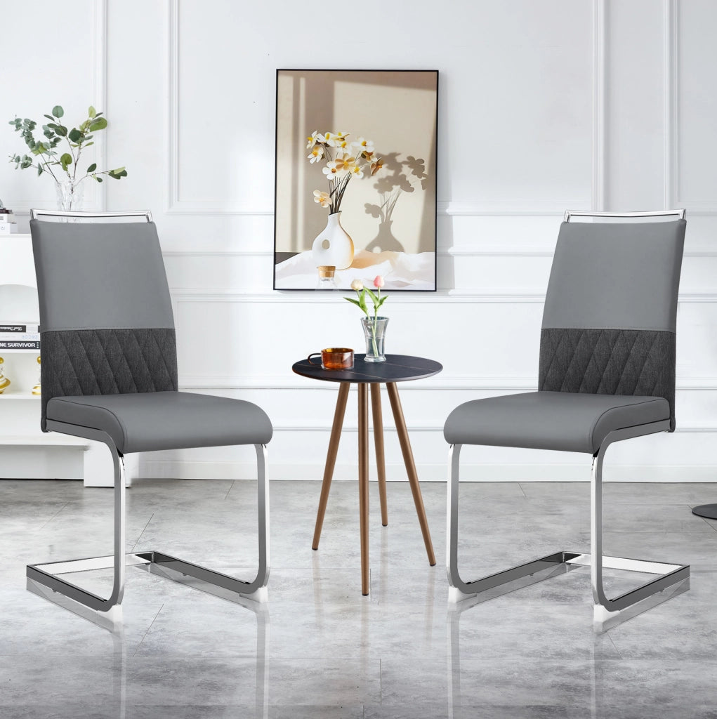 Set di 6 Sedie da Pranzo Moderne con Schienale in PU e Lino, Seduta Imbottita e Design Ergonomico, Colore Grigio