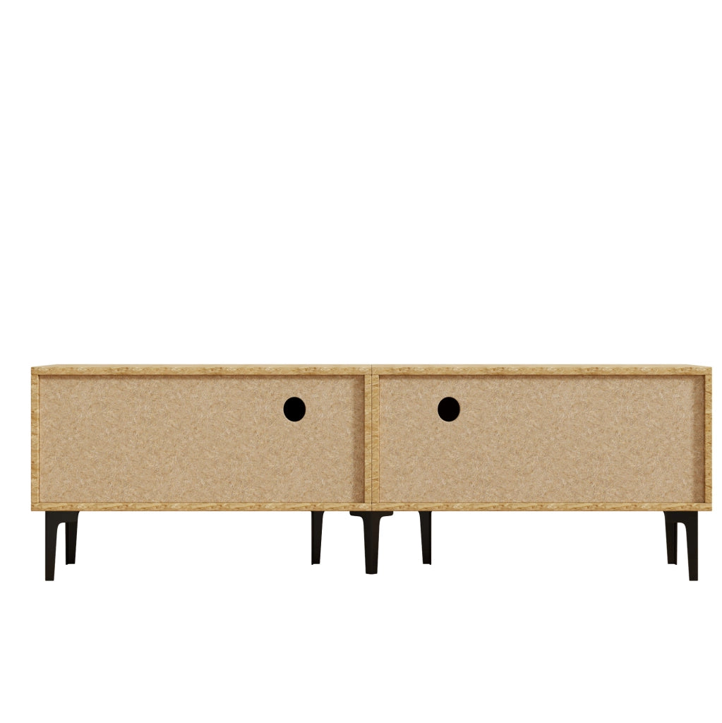 Mobile TV 160x36,5x45 cm con 4 vani in truciolare naturale e nero