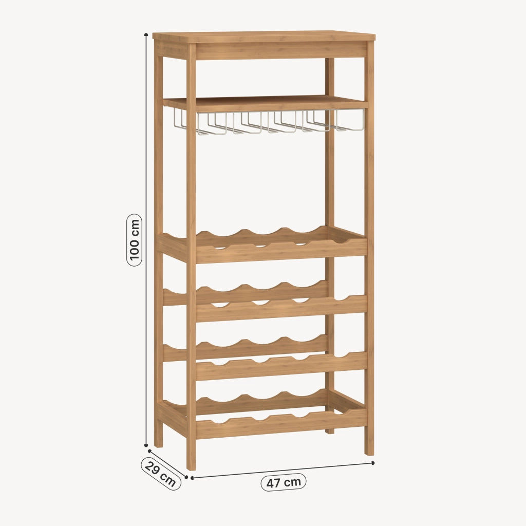Scaffale Portabottiglie Fillby Cantinetta Vino 100 x 47 x 29 cm in Bambù Naturale [en.casa]