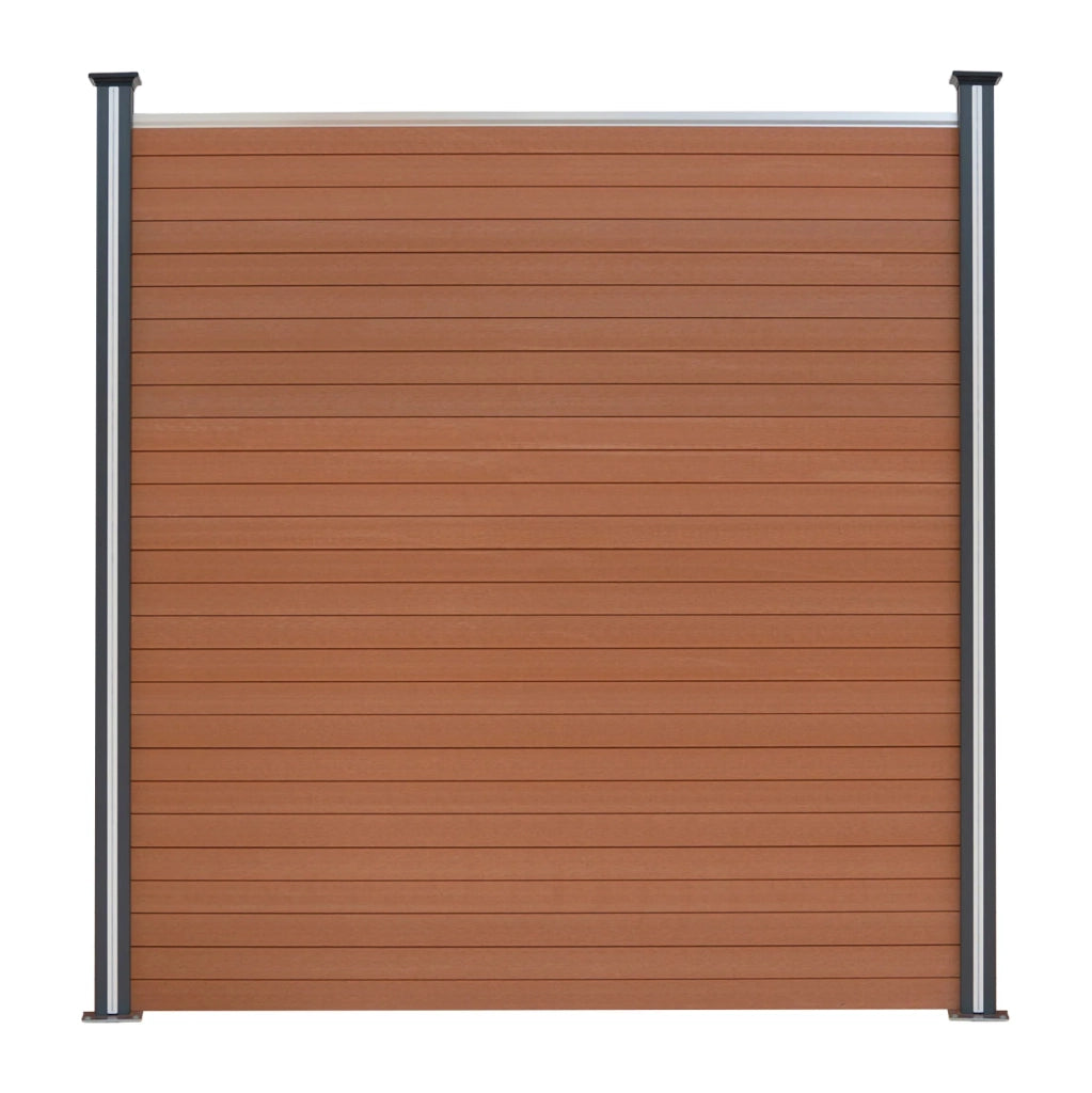 Pannelli Recinzione x4 + 5 Pali Alluminio LED Marrone Doghe PVC 185cm