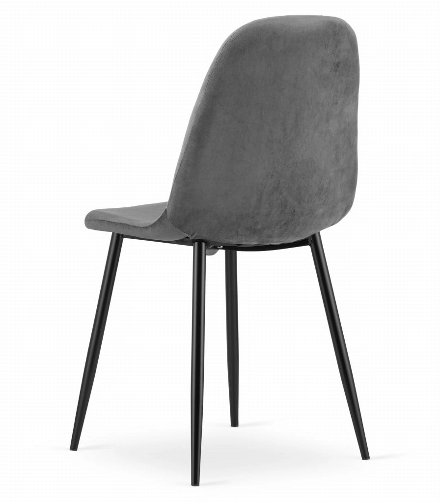 Sedia Valora COMO in velluto grigio scuro, design ergonomico x3