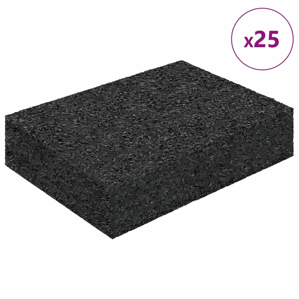 Pad per patio in granuli di gomma 25 pcs Nero 9 x 6 x 2 cm 42027229