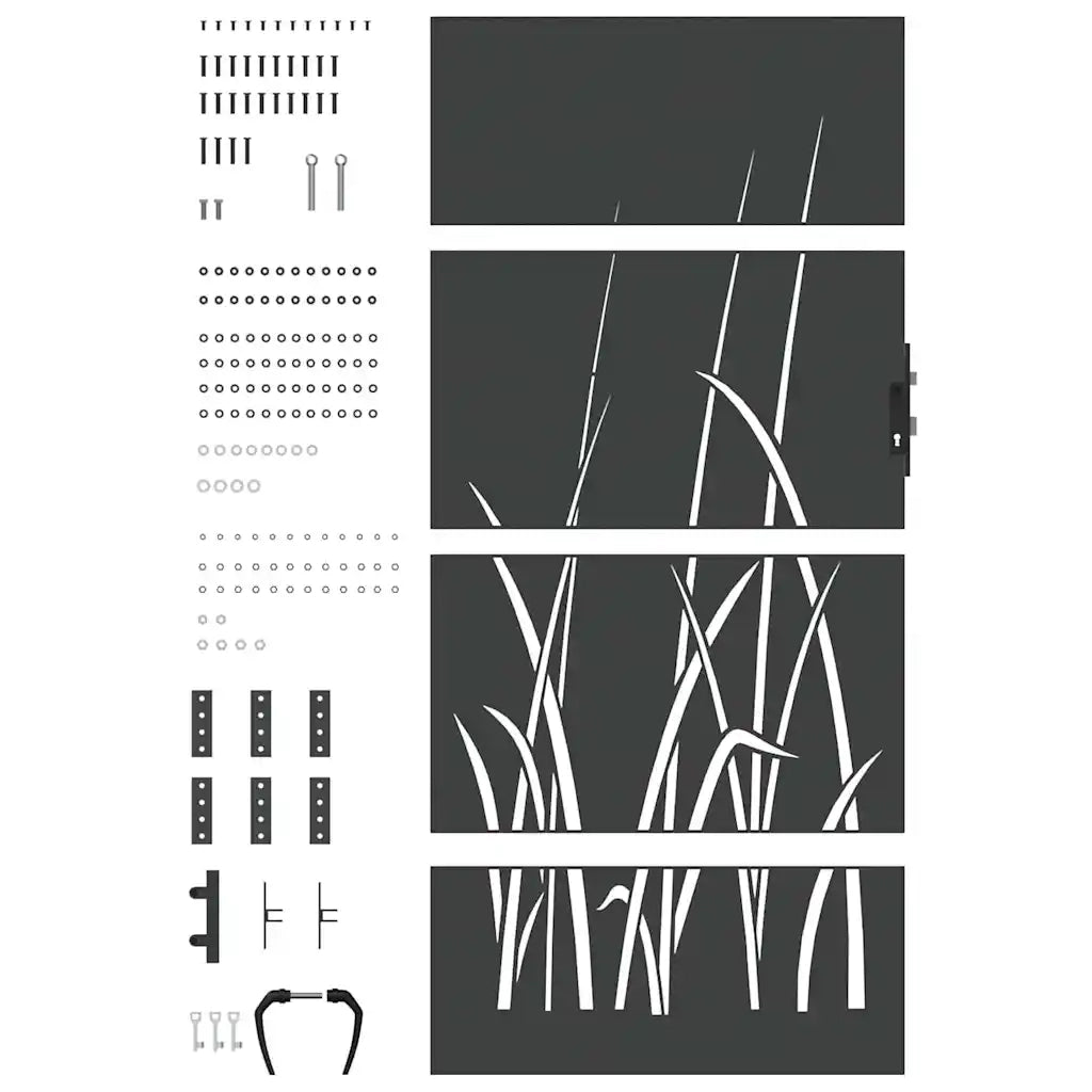 Cancello da giardino con blocco Nero 85 x 200 cm 42015868
