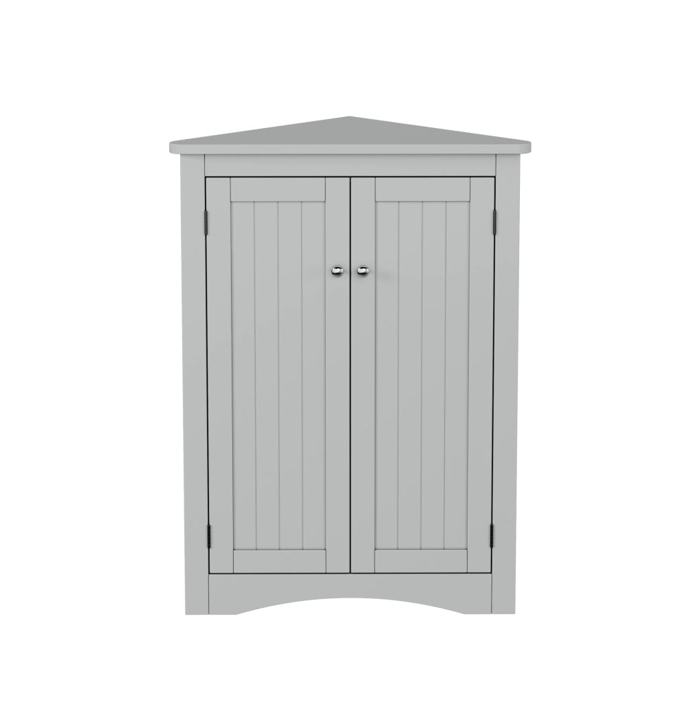 Armadio angolare grigio per bagno in MDF con 2 ante e 3 ripiani, 61,5 x 80 cm
