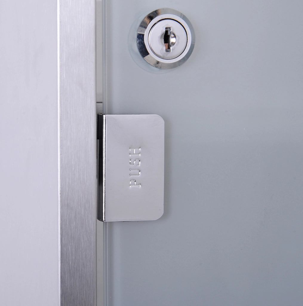 Armadio Medicina in Acciaio Inox con Serratura, 30x12x60 cm, Porta in Vetro Satinato con Croce di Primo Soccorso
