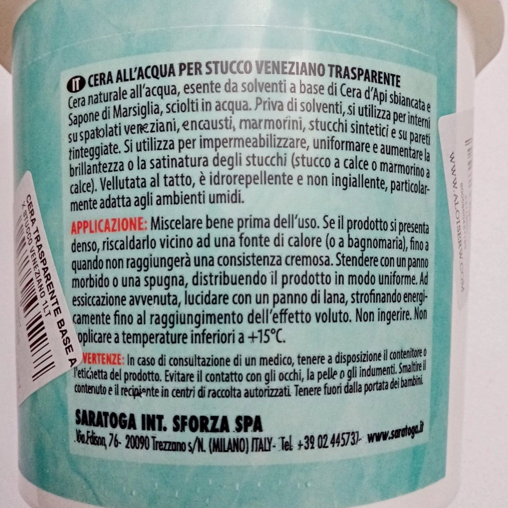 Gran classe 1lt cera trasparente ed idrorepellente per stucco veneziano e pittura colorata