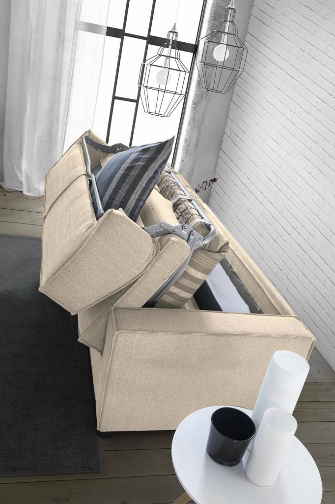 Achico, Divano Letto con Penisola Sfoderabile Made in Italy, 280x95 cm Beige