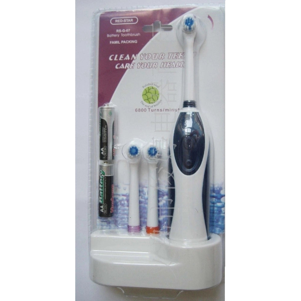 Trade Shop - Spazzolino Per Denti Elettrico Con Testine Intercambiabili Corpo Impermeabile -