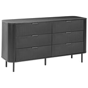 Cassettiera con 6 cassetti MDF legno chiaro gambe in metallo stile retrò