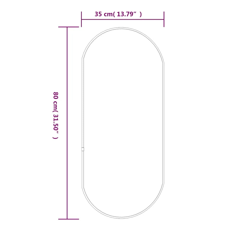 Specchio da Parete Argento 80x35 cm Ovale 348192