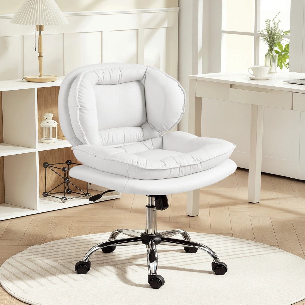 Sedia da Ufficio con Schienale Imbottita e Ruote ¨C Minimal ¨C Bianco