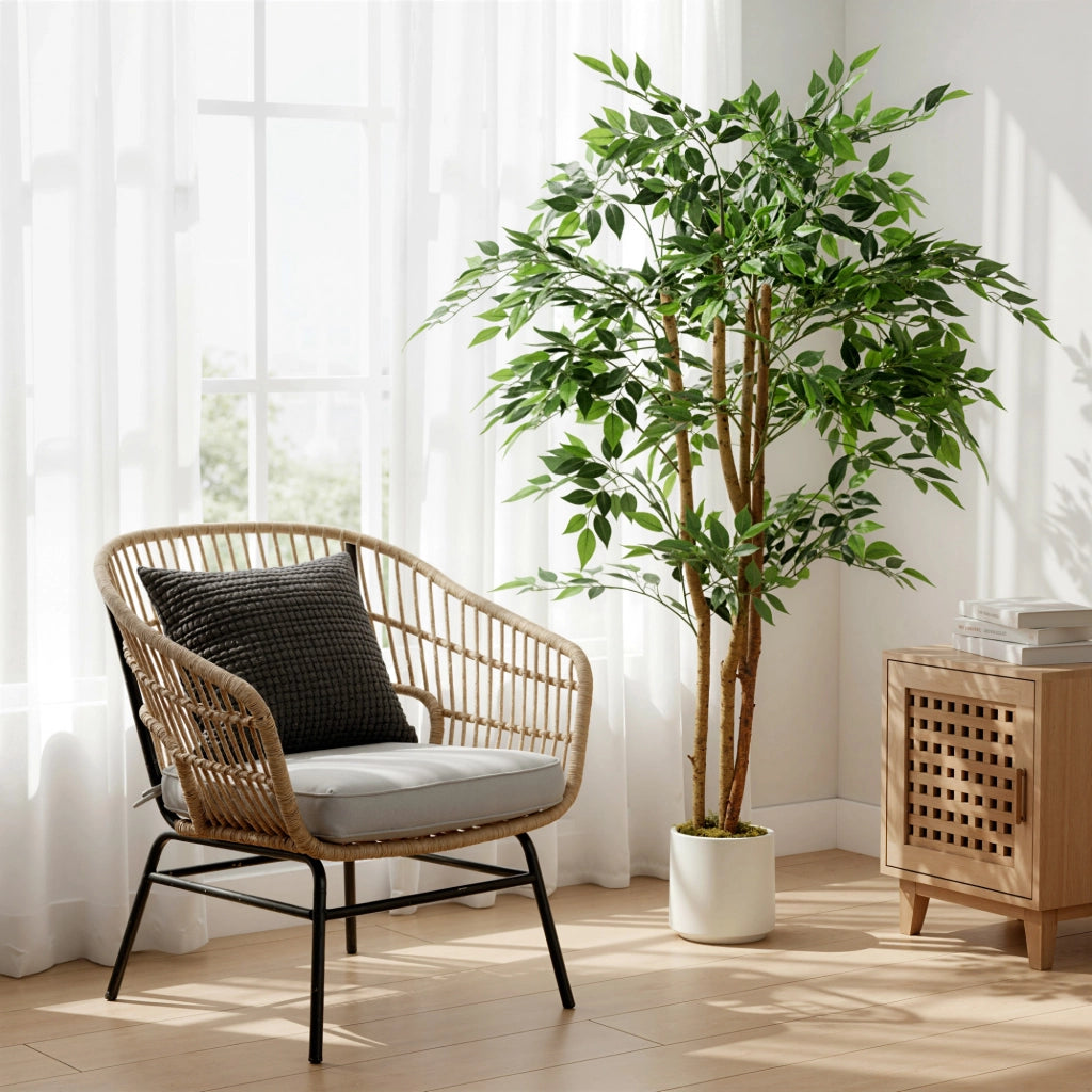 Ficus Artificiale 150 cm ¨C zephmum ¨C Verde con Vaso per Interni