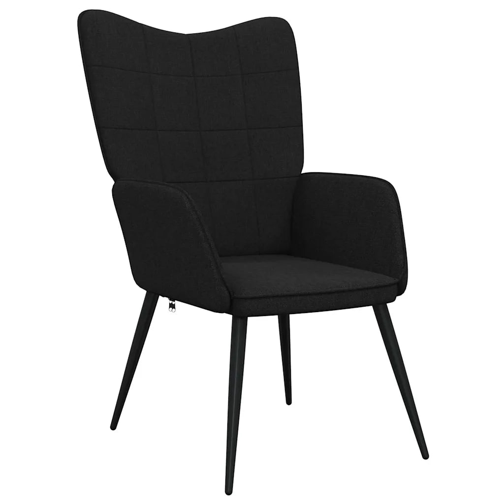 Poltrona | Sedia Relax con Sgabello Nero in Tessuto