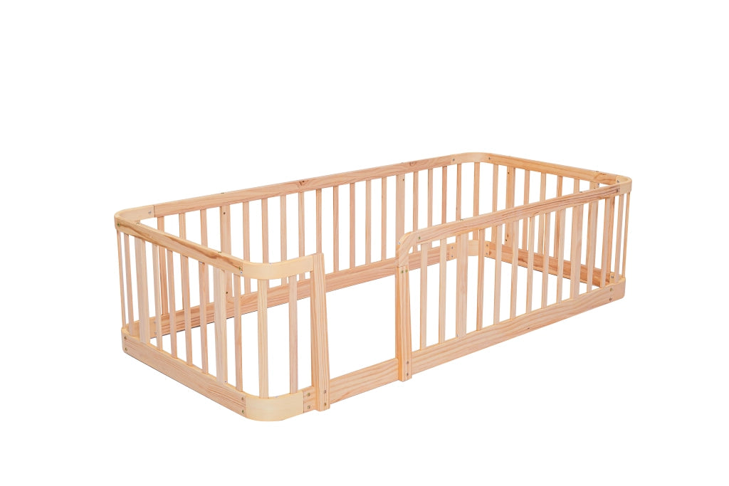 Recinto modulare per bambini 90 x 200 cm in legno naturale; con bordi arrotondati