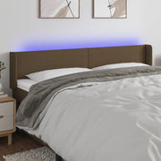 Testiera a LED-Testata con LED Marrone Scuro 203x16x78/88 cm in Tessuto 951887