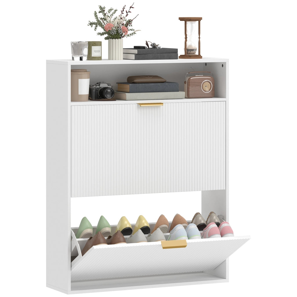 Scarpiera Salvaspazio con 2 Ante e Ripiano ¨C Minimal ¨C Bianco 80x30x100