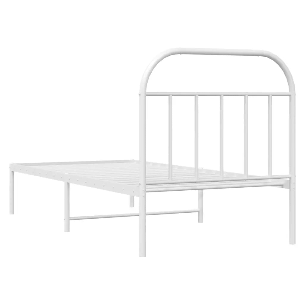 Letto singolo | Letto per adulti | Giroletto con Testiera Metallo Bianco 90x200 cm