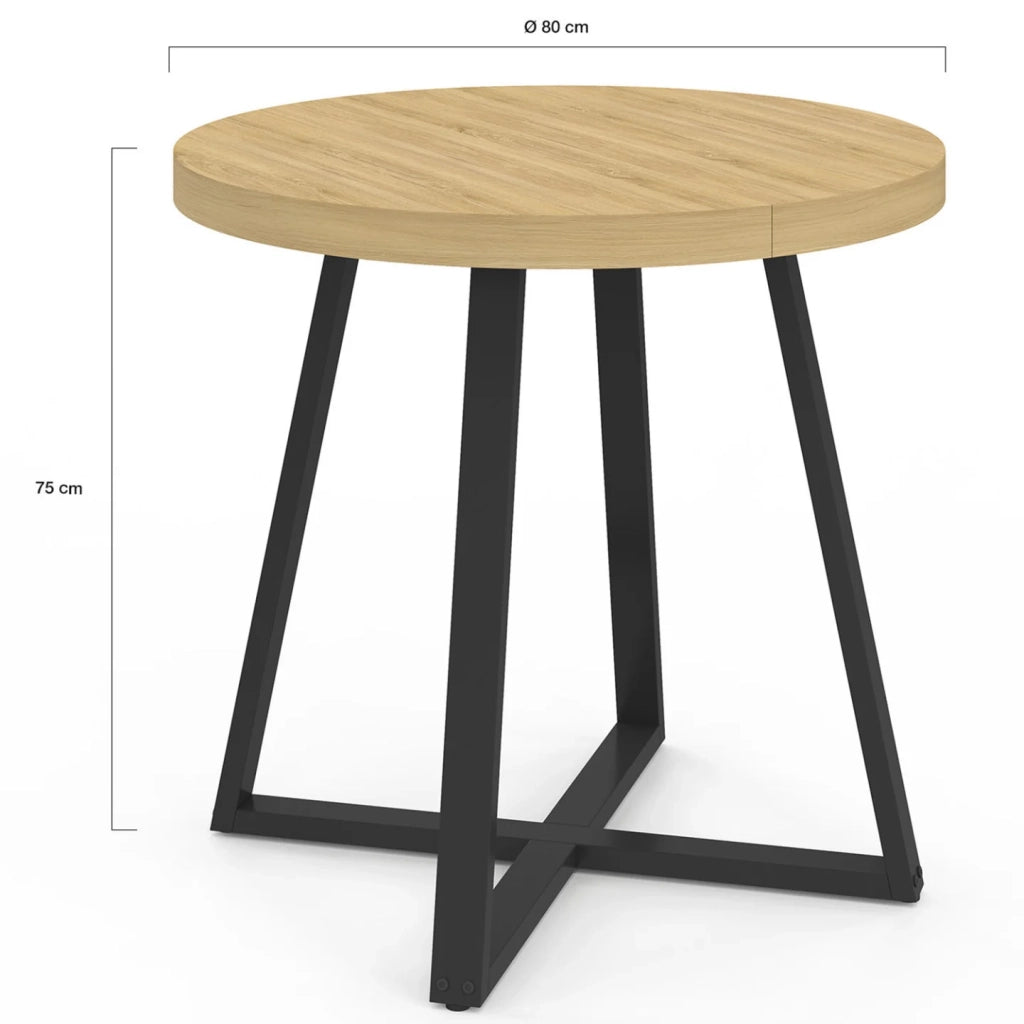 IDMarket - Tavolo da pranzo rotondo SELMA 4 persone in legno e nero 80 cm
