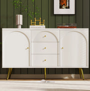 Credenza con 2 ante; 3 cassetti e ripiano regolabile; 140 x 40 x 84 cm; crema