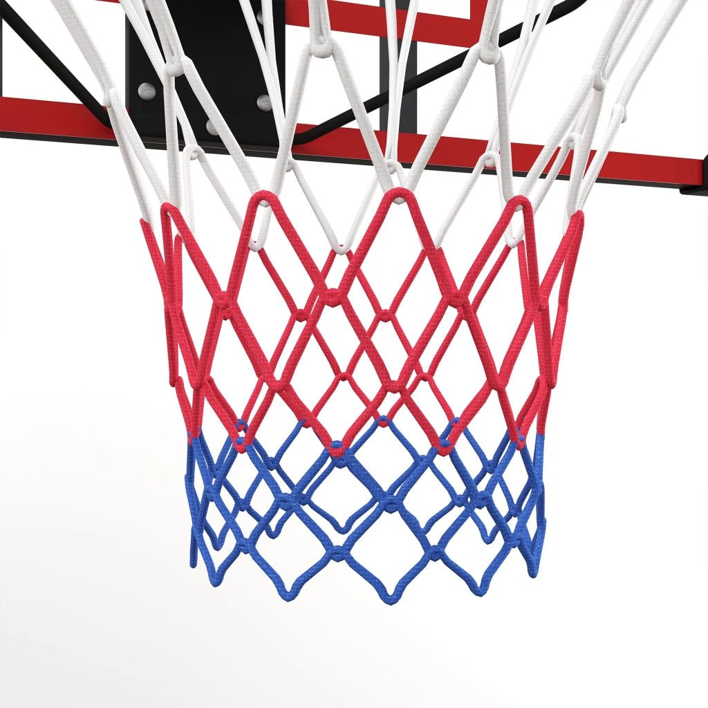 Canestro da Basket con Tabellone e Rete, Montaggio a Parete per Esterni, Acciaio, 113 x 61 x 73 cm, Rosso