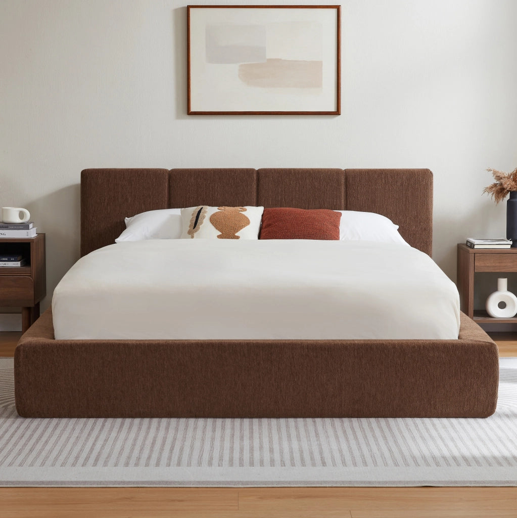 Telaio letto 160x200 cm con testiera imbottita e struttura in acciaio rinforzato, senza materasso