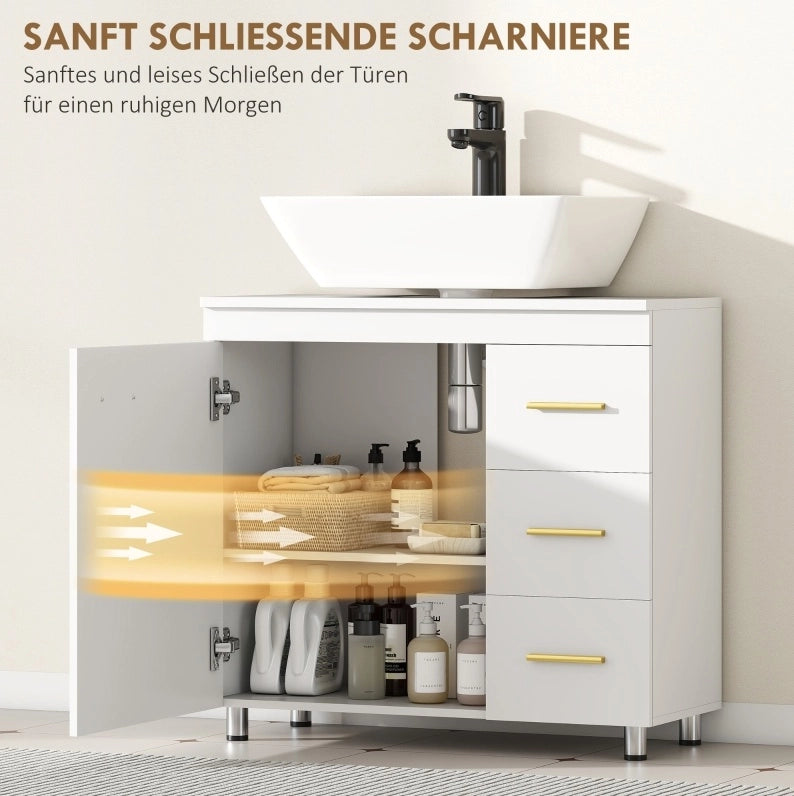 Mobile bagno sottolavabo bianco con ante e cassetti
