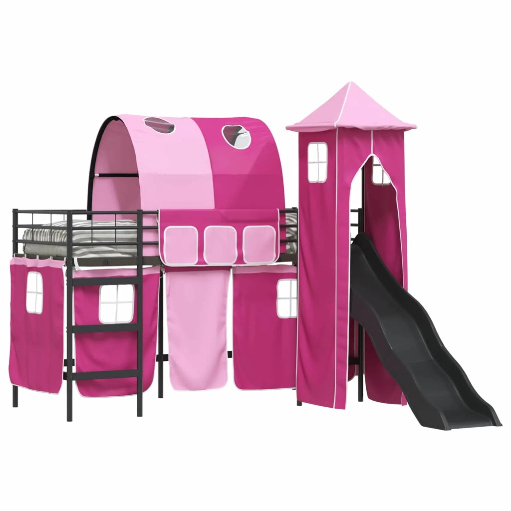 Struttura del letto loft per bambini Nero e rosa 75 x 190 cm 42020885