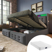 Letto matrimoniale 140x200 contenitore grigio con materasso