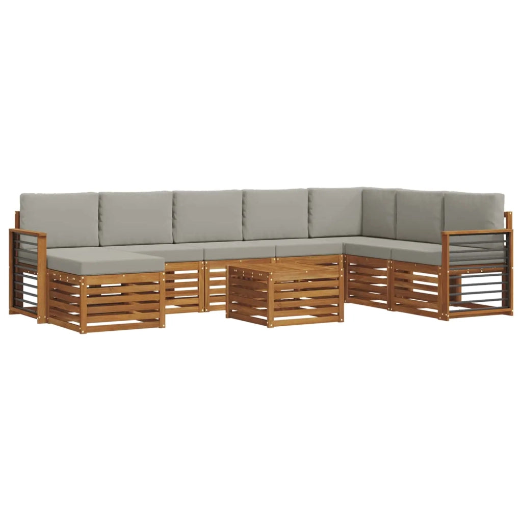 Set divano sezionale con cuscino 9 pcs Grigio Naturale e Chiaro 3375341