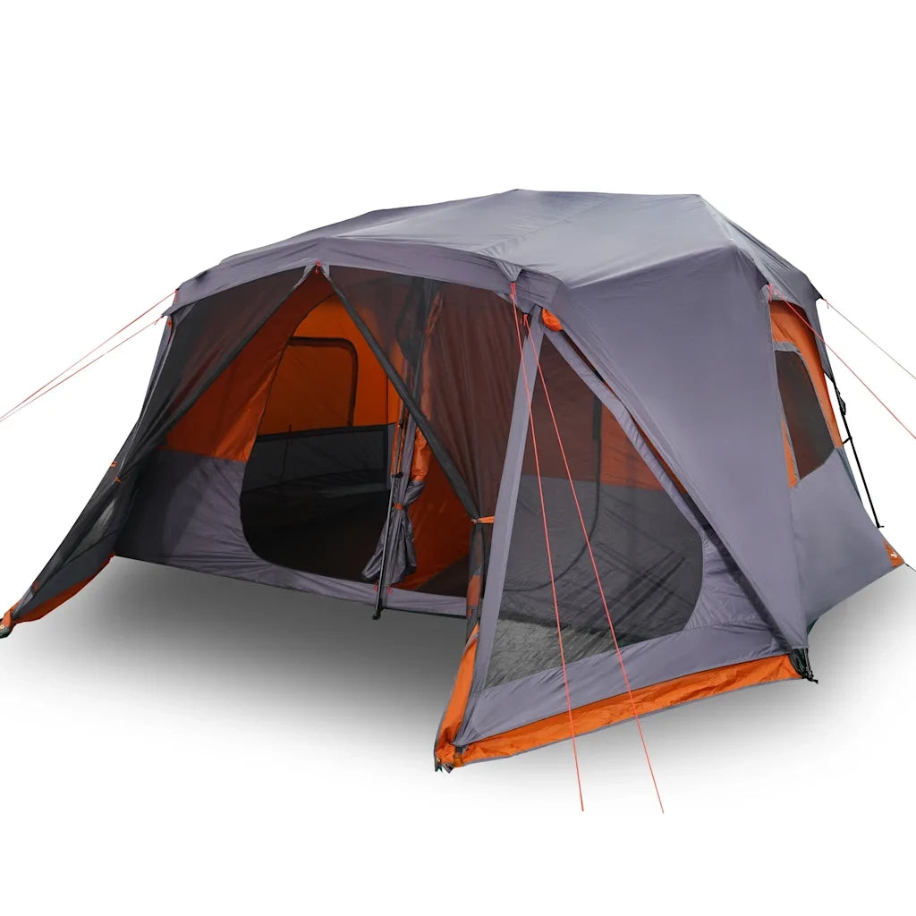 Tenda Campeggio 10 Persone-Tenda per Escursionismo Grigio e Arancione Impermeabile