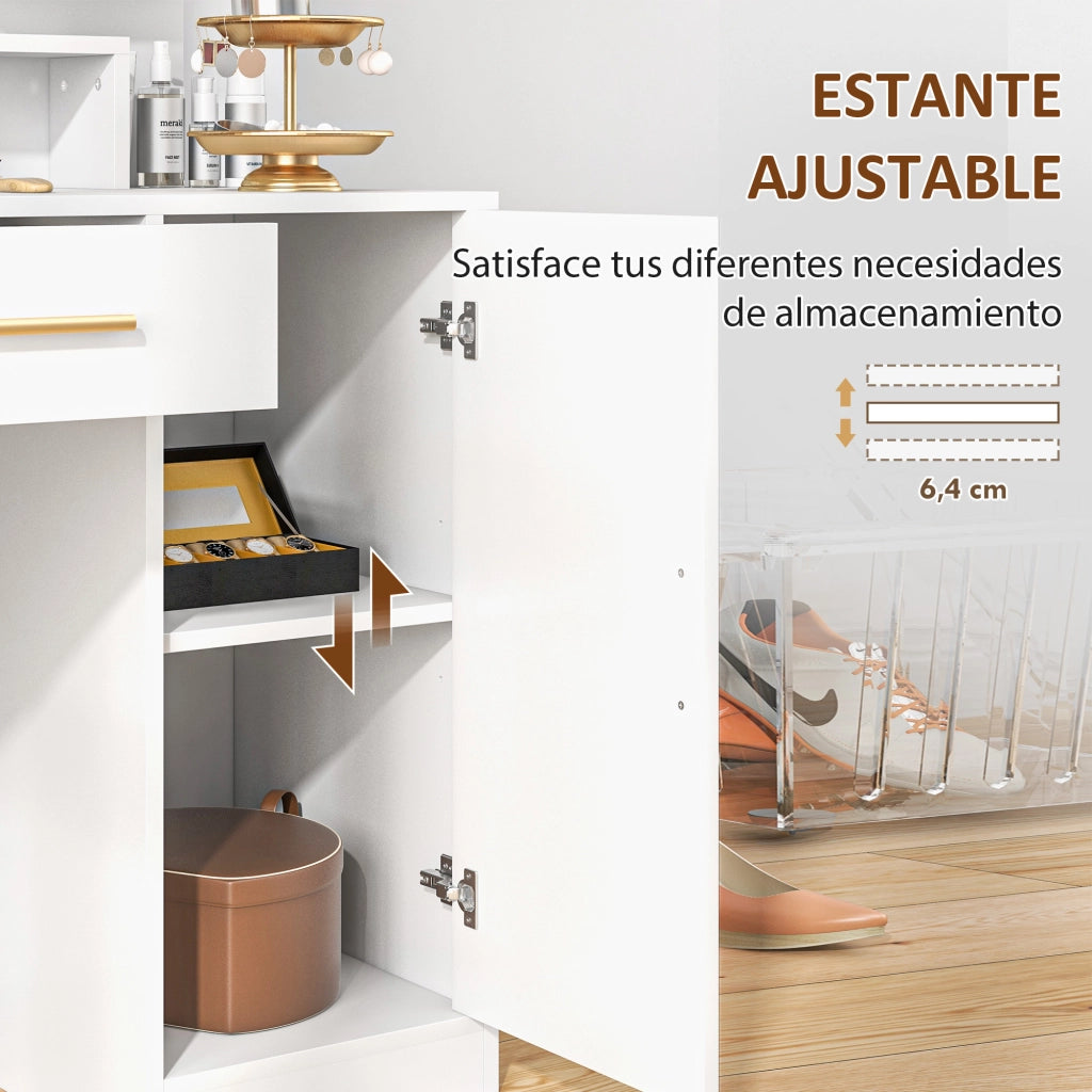 Scrivania da trucco con specchio LED e cassetti ¨C Minimal ¨C Bianco