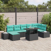 Set Divano da Giardino 8 pz Nero e Blu polyrattan 3349232