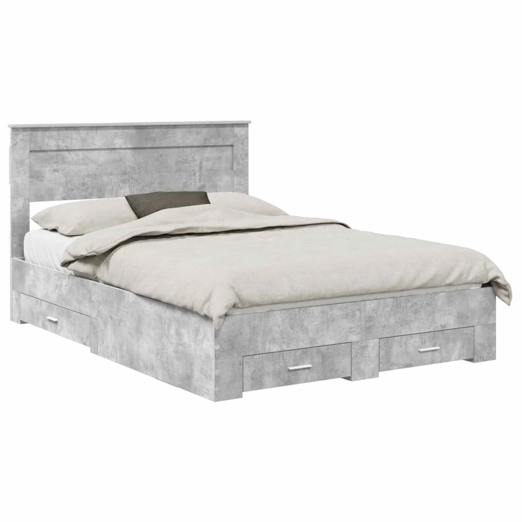 Struttura del letto con testiera Grigio cemento 160 x 200 cm