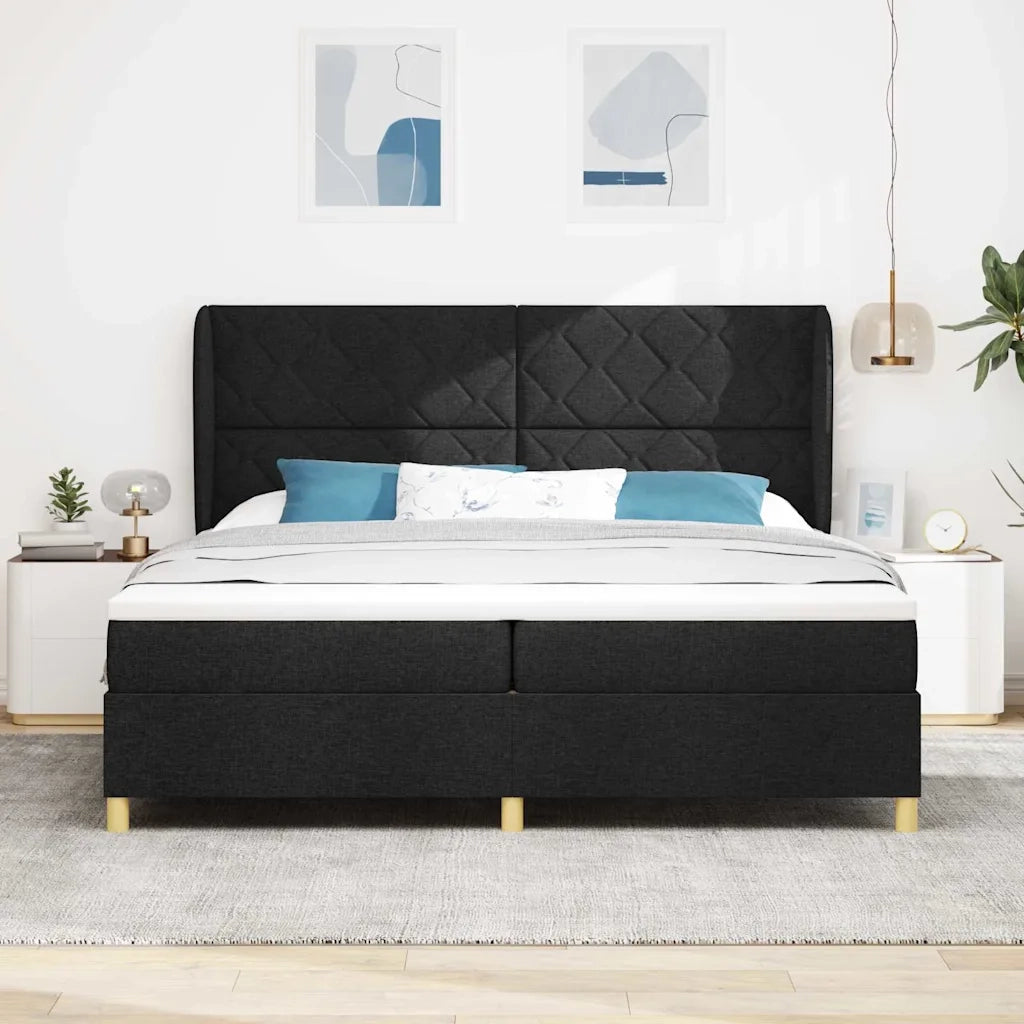 Letto a molle con materasso Nero 200 x 200 cm Tessuto 3340839