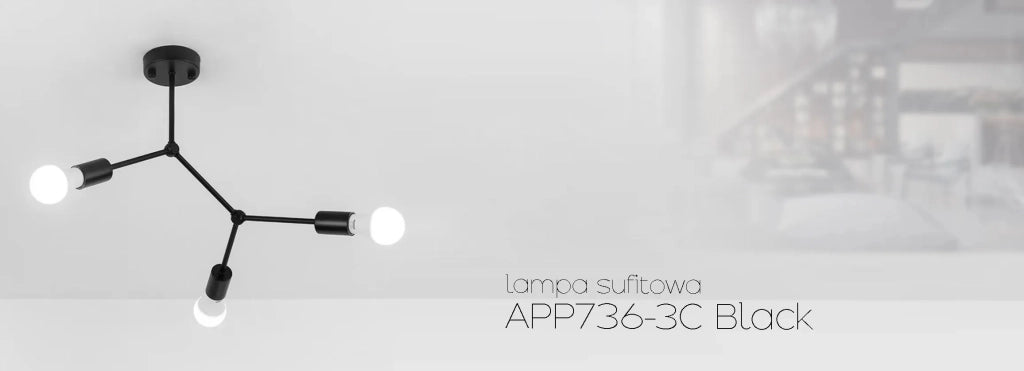 Lampada Da Soffitto Nera Metallo Loft APP736-3C Black