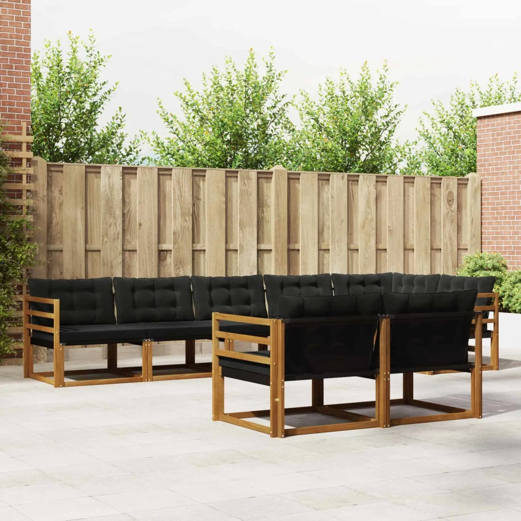 Set di divani da esterno con cuscino 8 pcs Naturale e Nero 3369567