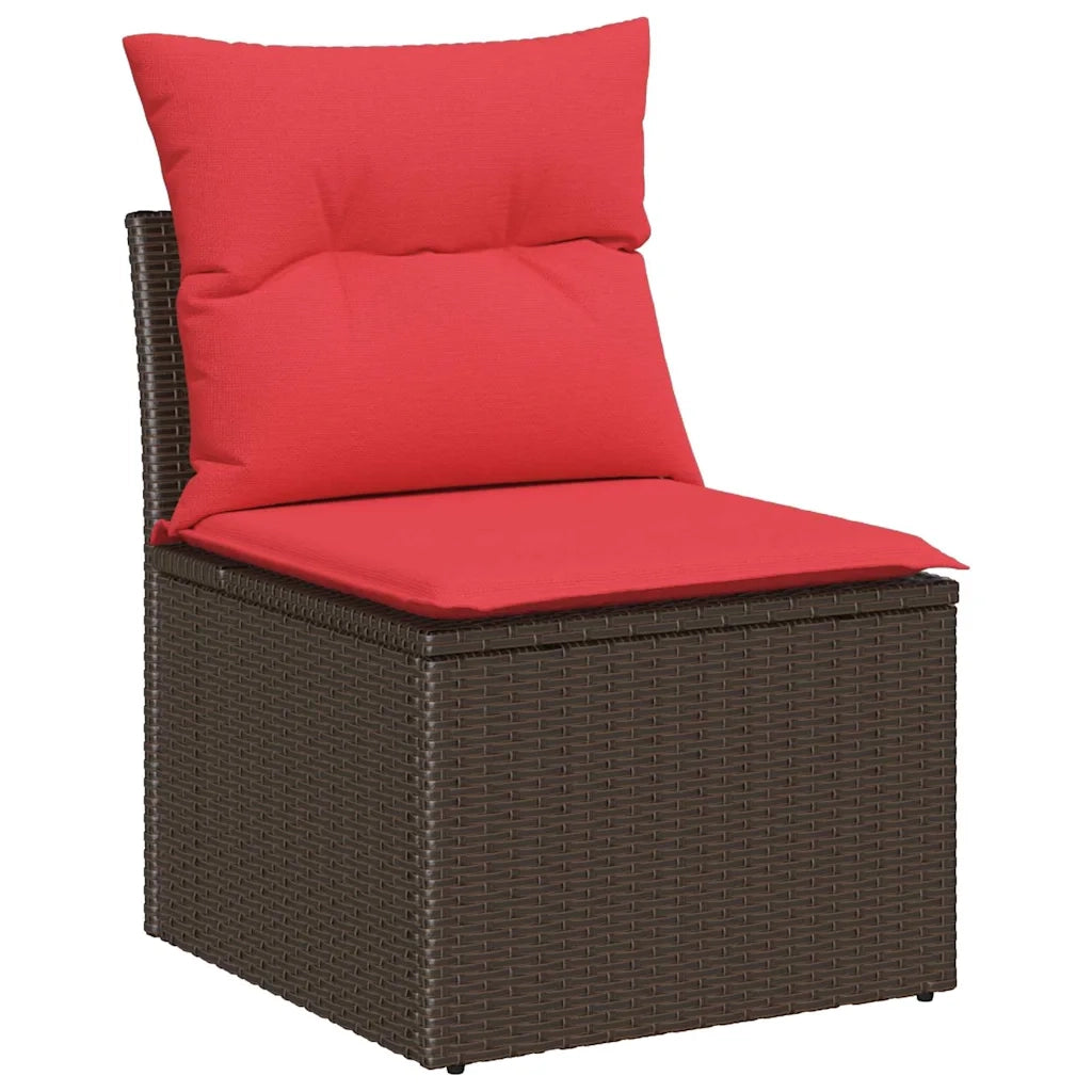 Set di divani con cuscino 4 pcs Marrone e Rosso polyrattan 3355003
