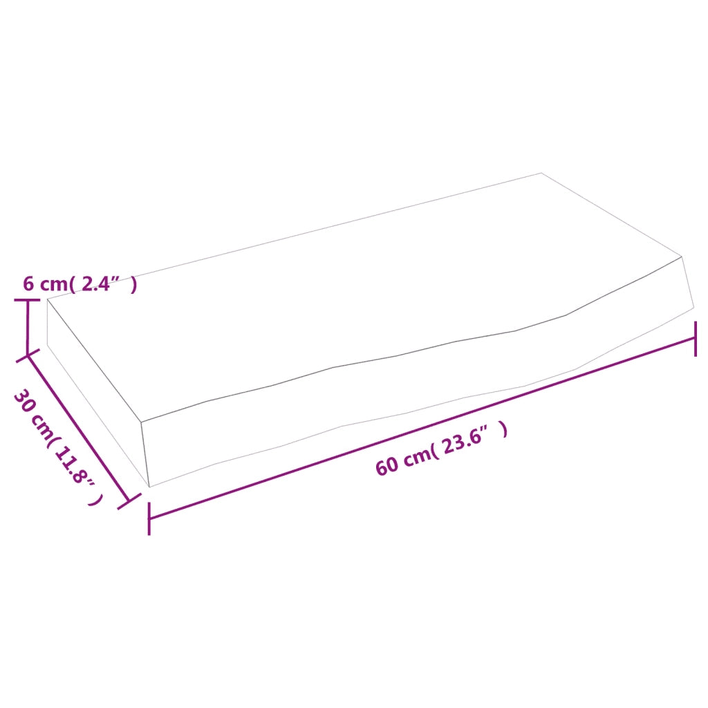 Piano Bagno Marrone Scuro 60x30x(2-6)cm Legno Massello Trattato 3156199