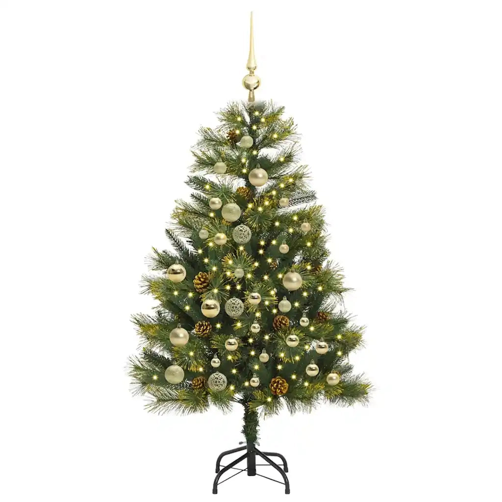 Albero di Natale | Decorazioni natalizie artificiale pieghevole con coni Verde 120 cm