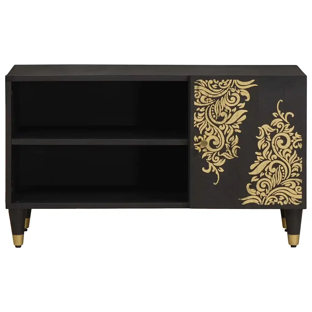 Mobile TV-Credenza per TV-Console TV Nero 80 x 33 x 46 cm Legno di mango massello 363507